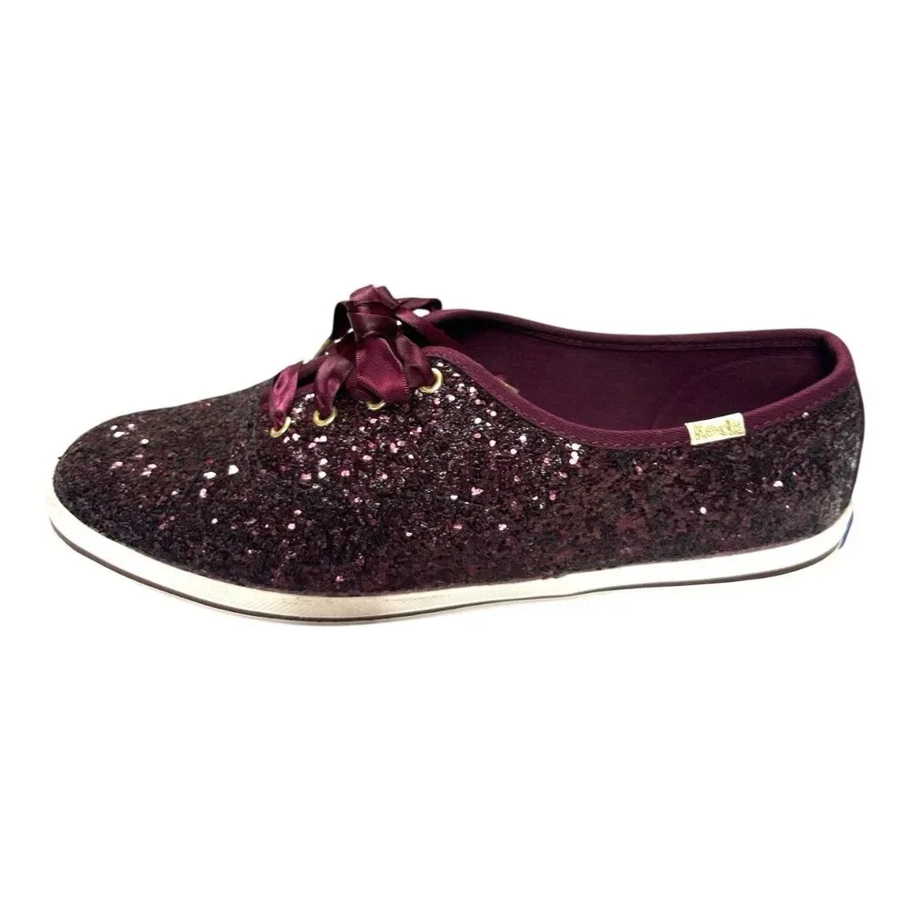 Keds Kate Spade New York Deep Cherry Glitter Sneakers Women’s Shoes Size 8.5